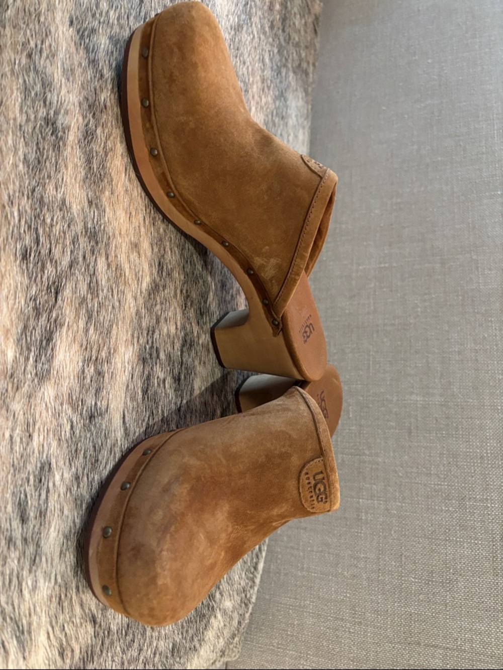 UGG Chestnut Brown Suede Clogs